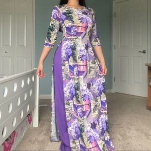 ✨Vietnamese Ao Dai Dress Floral Formal Gown